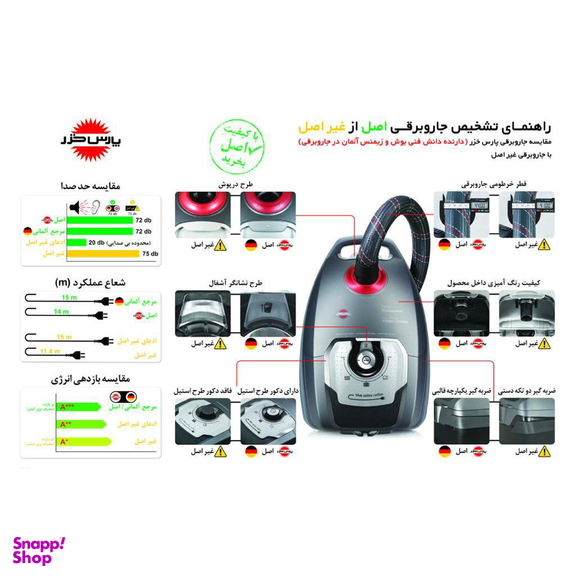 جاروبرقی پارس خزر مدل TURBO-2500WB طوسی